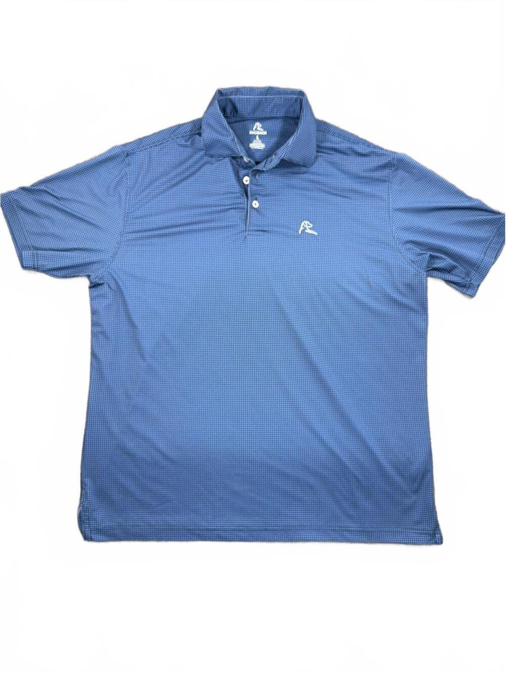 Rhoback Men's Blue Houndstooth Performance Polo Shirt Size Large